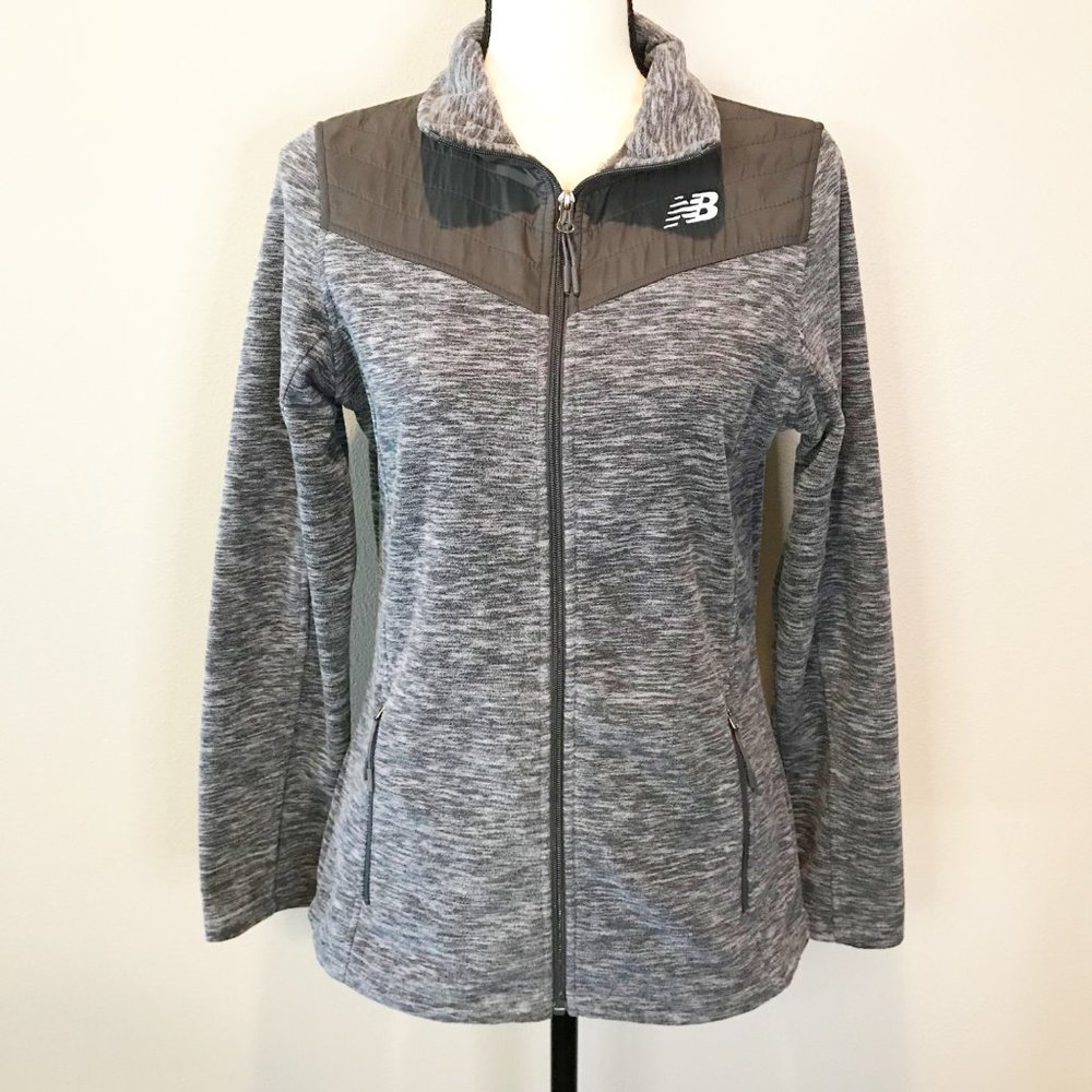 NEW BALANCE Gray Fleece Zip Up Athletic Workout Jacket Womens Small